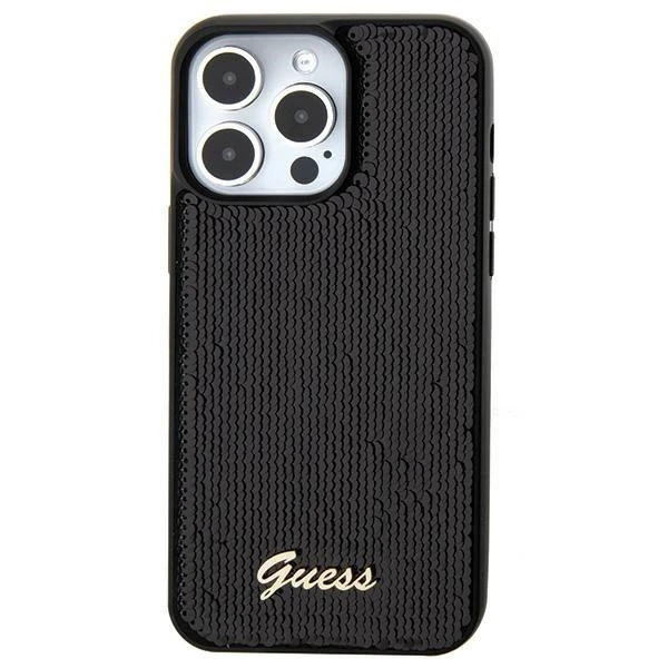Etui Guess GUHCP15SPSFDGSK für iPhone 15 6,1" czarny/schwarz Hardcase Pailletten Script Metal