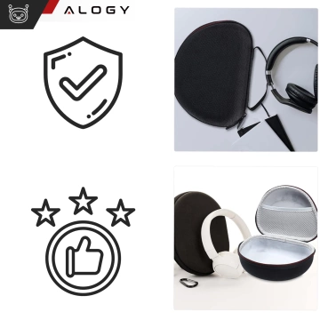 Etui ochronne na słuchawki do JBL Tune 600/510/500/460/450 Alogy Hard Case obudowa ochronna na zamek Czarne