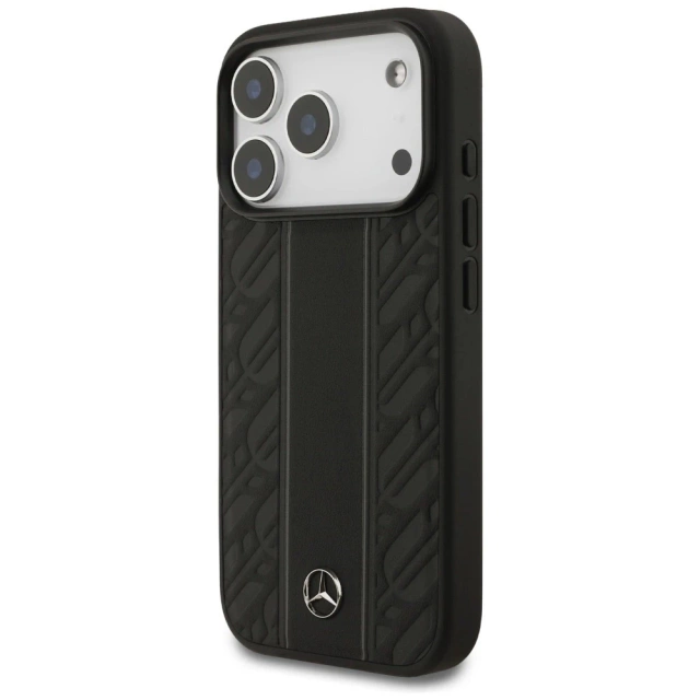 Etui do iPhone 17 Pro Mercedes-Benz Leather Laurel Leaves MagSafe Black