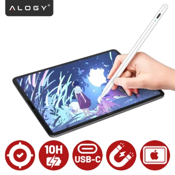 Alogy Magnetischer Stylus-Stift, Notiz- und Skizzenstift für Apple iPad Pro/Air/Mini, Weiß