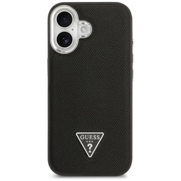 Etui Guess Grained Triangle Logo MagSafe do iPhone 17 Czarny