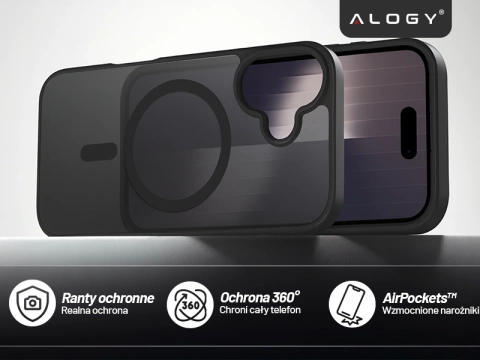 Zestaw 3w1 Etui Hybrydowe MagSafe + 2x Szkło Hartowane do Apple iPhone 17, Wzmocniona Ochrona, Odporne i Precyzyjnie Dopasowane, Alogy 3in1 Case Pack™ – Czarne