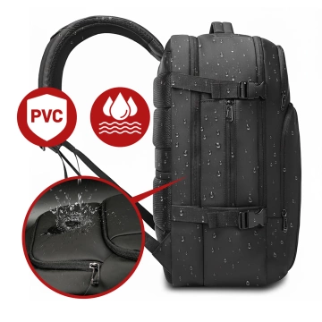 Bange wasserdichter Rucksack für 15,6-Zoll-Laptop, Stadtreisender, 45 x 30 x 16 cm, für Arbeit, Flugzeug, Herren, Damen, mit USB-Anschluss Schwarz