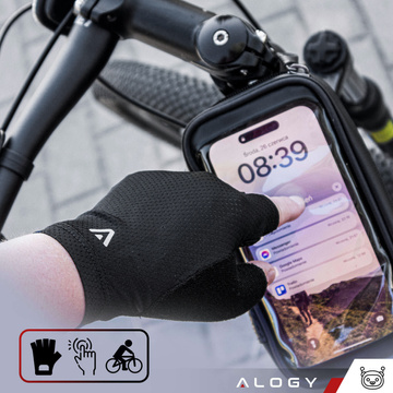 Fahrradhandschuhe M kurz fingerlos Herren Damen Unisex Sport Fahrradhandschuhe für MTB Gravel Kross Alogy Black