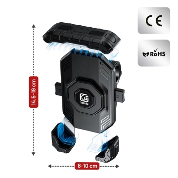 Uchwyt Motocyklowy na Telefon Kewig do Kierownicy i Lusterka, Antywstrząsowy z Systemem Antywibracyjnym, Rotacja 360°, Kompatybilny z Telefonami 5.4–7" – Czarny