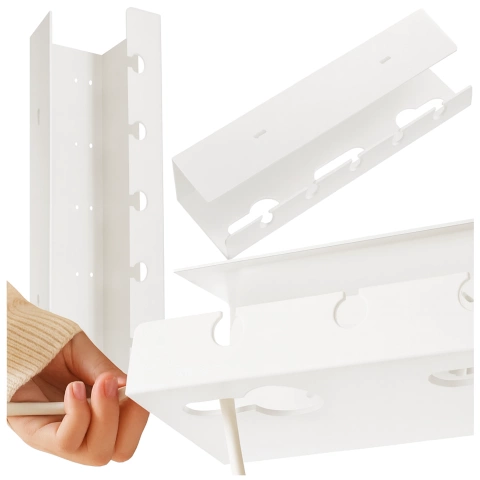 2-in-1 Kabelorganizer zur Untertisch- und Wandmontage, 40 cm, mit Klebestreifen für einen aufgeräumten Schreibtisch, Alogy CableHold™ – Weiß