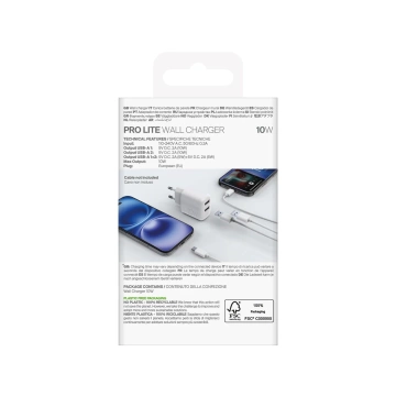 Ładowarka Puro PROLITE 10W 2x USB-A – biała