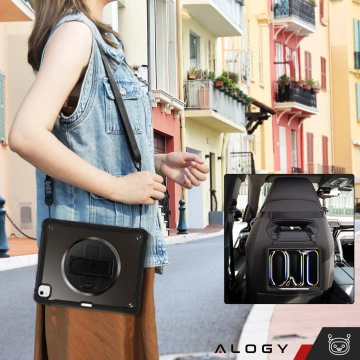 360°-Schutzhülle mit Stifthalter für Apple iPad Air 11" (2024, 2025) / Air 10,9" (2020, 2022) / Pro 11 (2018) – Alogy Pirate 360 ​​Tablet-Hülle, Schwarz