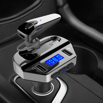 Transmiter samochodowy FM Bluetooth 5.0 V6 + słuchawka bezprzewodowa 