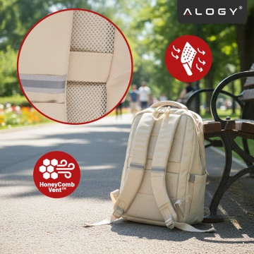 Alogy UrbanPack Pro™ Business-Rucksack für 15-16"-Laptops – Wasserdicht, stoßfest, mit Flaschenfach und Gepäckgurt – Beige