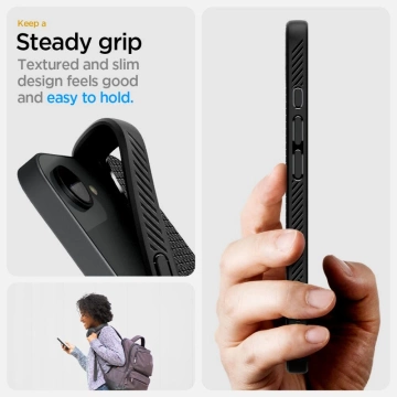 Etui für iPhone 16e Spigen Liquid Air Mag MagSafe Mattschwarz