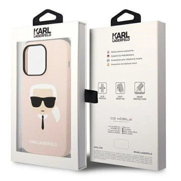 Etui ochronne na telefon Karl Lagerfeld KLHCP14LSLKHLP do Apple iPhone 14 Pro 6,1" hardcase różowy/pink Silicone Karl`s Head