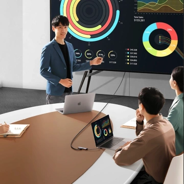 Ugreen CM498 USB-C HDMI VGA RJ45 Adapter USB-A SD PD 100W Hub 9in1 Grau