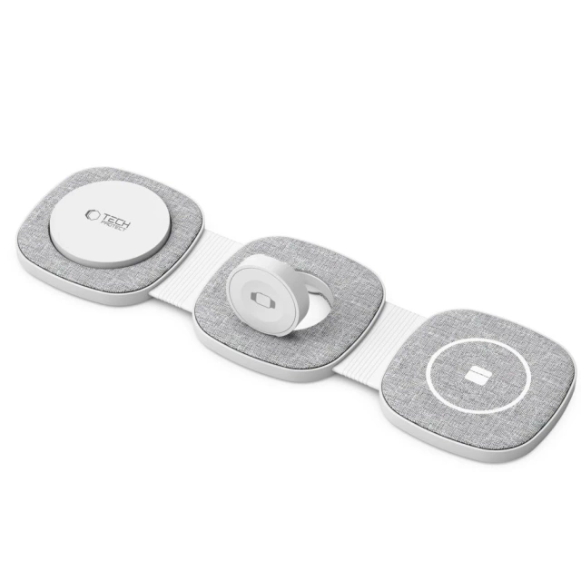 QI15W-A24 3IN1 magnetisches MagSafe kabelloses Ladegerät für iPhone, Airpods, Apple Watch Grau