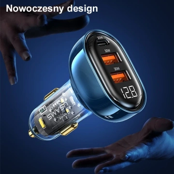 USAMS Ładowarka samochodowa 2xUSB+1xUSB-C 80W Fast Charge + kabel USB-C - USB-C  BXLACCTC01