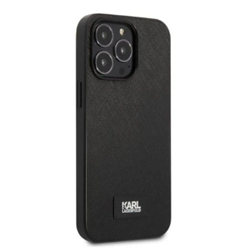 Handyschutzhülle Karl Lagerfeld KLHCP13LSFMP2K für Apple iPhone 13 Pro / 13 6.1" Hardcase schwarz/schwarz Saffiano Plaque