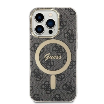 Zestaw Guess GUBPP14XH4EACSK Case Charger iPhone 14 Pro Max 6,7" Czarny/Black Hard Case 4G Print MagSafe