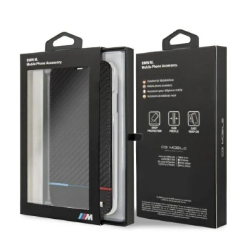 Etui ochronne na telefon BMW BMTRBKI65PUCARTCBK do Apple iPhone Xs Max book czarny/black Carbon Tricolor Stripe
