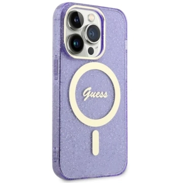 Etui na telefon Guess GUHMP14XHCMCGU do Apple iPhone 14 Pro Max 6,7" purpurowy/purple hardcase Glitter Gold MagSafe