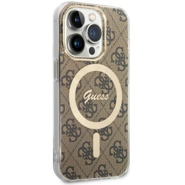 Guess GUHMP14LH4STW Handyhülle für Apple iPhone 14 Pro 6.1" braun/braun Hardcase 4G MagSafe