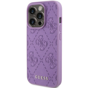 Original GUESS Hardcase GUHCP15XP4EPMU Hülle für iPhone 15 PRO MAX (Quilted 4G Classic / Hellviolett)