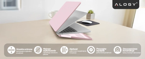 Etui do Apple MacBook Air 13 / 13.3" 2018–2021 (M1 A2337/A2179/A1932) – elastyczna, matowa obudowa ochronna, lekka i odporna – Alogy AirGuard™ Różowy