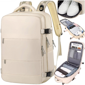 Damen-Reise-Laptop-Rucksack für Koffer, Gepäck, Flugzeug, Arbeit, Schule, 45 x 30 x 20 cm, Alogy Beige