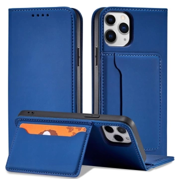 Magnetkartenhülle für iPhone 12 Pro Max Tasche Kartenetui Kartenhalter Blau
