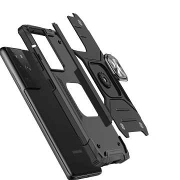 Wozinsky Ring Armor Tough Hybrid Case Magnetic Cover Halter für Samsung Galaxy S22 Ultra schwarz