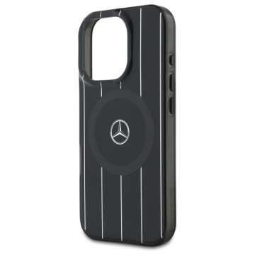 Mercedes-Etui für iPhone 16 Pro Max 6,9" Schwarzes Hardcase MB Double Layer Crossed Lines MagSafe