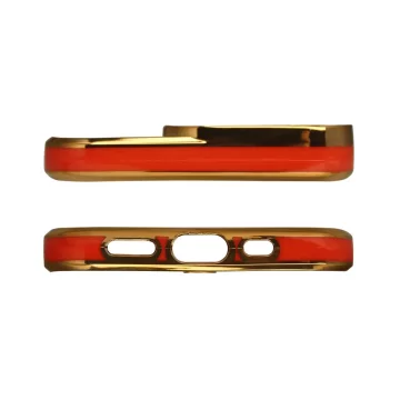 Fashion Case etui do iPhone 13 Pro żelowy pokrowiec ze złotą ramką czerwony