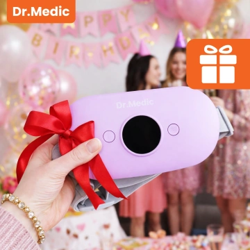 Pas Grzejący z Masażerem na okres i plecy - przeciwbólowy, ciepło + wibracje, 6 poziomów intensywności, akumulator 1800 mAh - Dr.Medic ThermoPulse™ Fioletowy