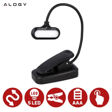 Lampa biurkowa Alogy LED z klipsem Bezprzewodowa do czytania Czarna