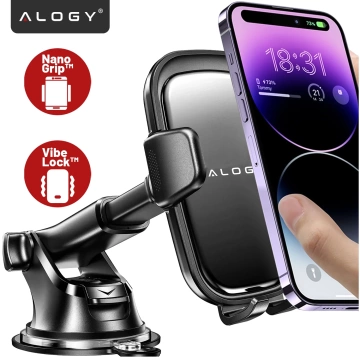 Uchwyt samochodowy na telefon szybę kratkę kokpit deskę do samochodu auta do telefonu 7" Alogy 3w1 Czarny