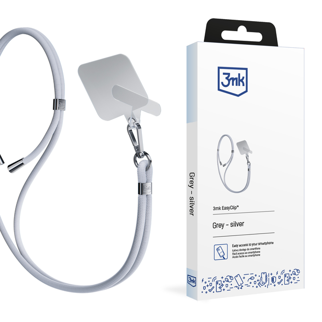 Universelles Smartphone-Lanyard 3mk EasyClip Grey (Silber)