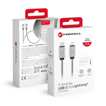 Kabel USB-C auf Lightning 27W 1m Forcell Stalowy PD iPhone iPad