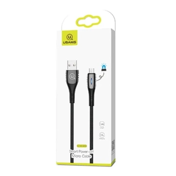 USAMS Geflochtenes Kabel U-Tone microUSB 1,2 m Abschaltung 2A Schnellladung schwarz