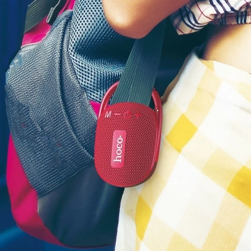 Głośnik Bluetooth HOCO HC17 Przenośny z Karabińczykiem Czerwony 5W
