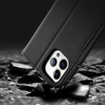 Dux Ducis Hivo Leather Flip Cover Echtes Leder Wallet für Karten und Dokumente iPhone 14 Pro Rot