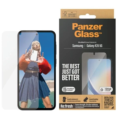 Gehärtetes Glas für Samsung Galaxy A35 5G PanzerGlass Refresh Ultra-Wide Fit EasyAligner