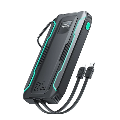 Powerbank Joyroom 10000mAh 22.5W z kablami USB-C i Lightning czarny