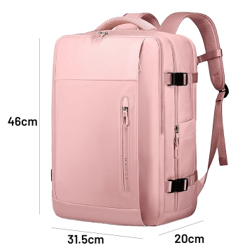 Bange Wasserdichter Rucksack für Laptops bis 15,6 Zoll, 46 x 31,5 x 20 cm, ideal für Stadt, Reisen, Arbeit und Flugreisen, mit USB-Anschluss, Pink