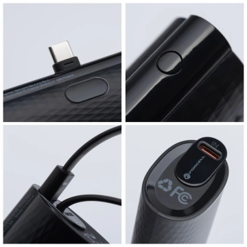 FORCELL F-ENERGY Power Plug F5K3 Powerbank mit integriertem Typ-C PD-Anschluss 20W 5000mAh Schwarz