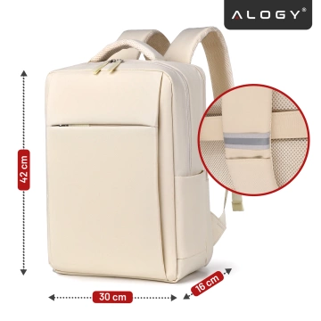 Alogy UrbanPack Pro™ Business-Rucksack für 15-16"-Laptops – Wasserdicht, stoßfest, mit Flaschenfach und Gepäckgurt – Beige