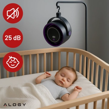 Wiatrak biurkowy ścienny cichy 25dB z klipsem bateria 8H mały 5 trybów wentylator cyrkulator powietrza Alogy ClipFan™ Ciemny Szary