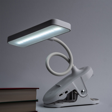 LED-Schreibtisch-Nachtlicht, Lesepult mit Clip, Clip-Lampe, Touch 3 Modi, kabelloses USB-Kabel, Weiß
