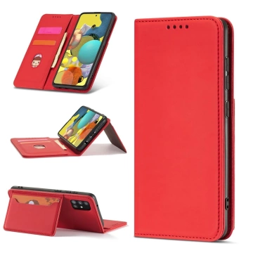Magnet Card Case etui do Xiaomi Redmi Note 11 pokrowiec portfel na karty kartę podstawka czerwony