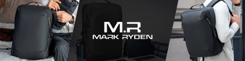 Plecak Podróżny Mark Ryden na Laptopa 15.6", Wodoodporny, Pojemny 21L, z Brelokiem na Klucze i Gwizdkiem  44 × 29 × 17 cm – Czarny