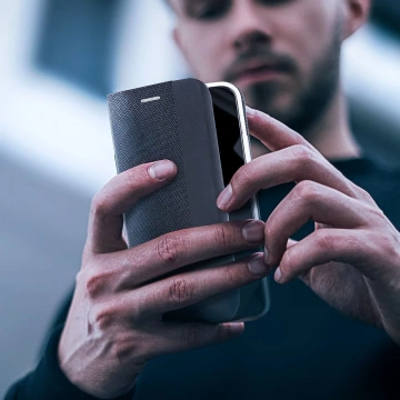 SENSITIVE Book Case für Samsung S25 Edge, schwarzer TV-Ständer