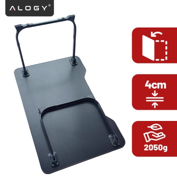 Stolik składany gamingowy 60×40 cm – biurko na laptopa z powierzchnią Carbon, lekki i przenośny, stabilna konstrukcja do domu i grania – Alogy CarbonDesk™ Czarny